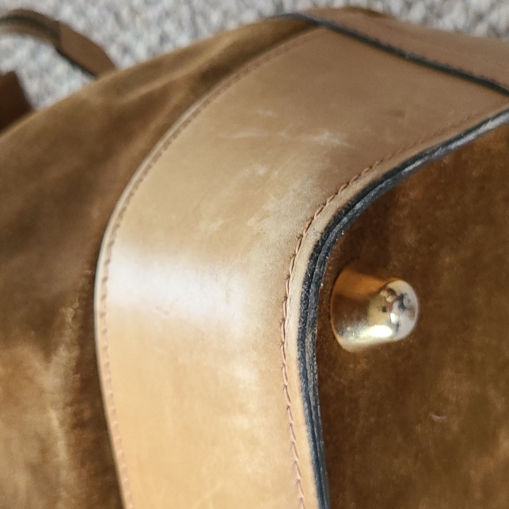 GUCCI suede travel bag, vintage, large rectangular satchel, rare - Picture 12 of 16